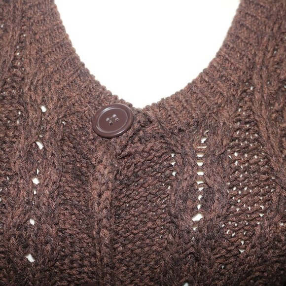 Pink Cardigan brown knit size large nice and simple - Picture 2 of 7